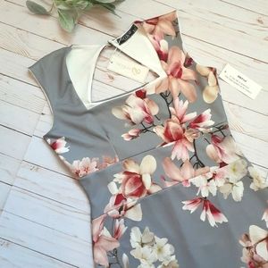 NEYKAY Floral Midi Bodycon Pencil Dress